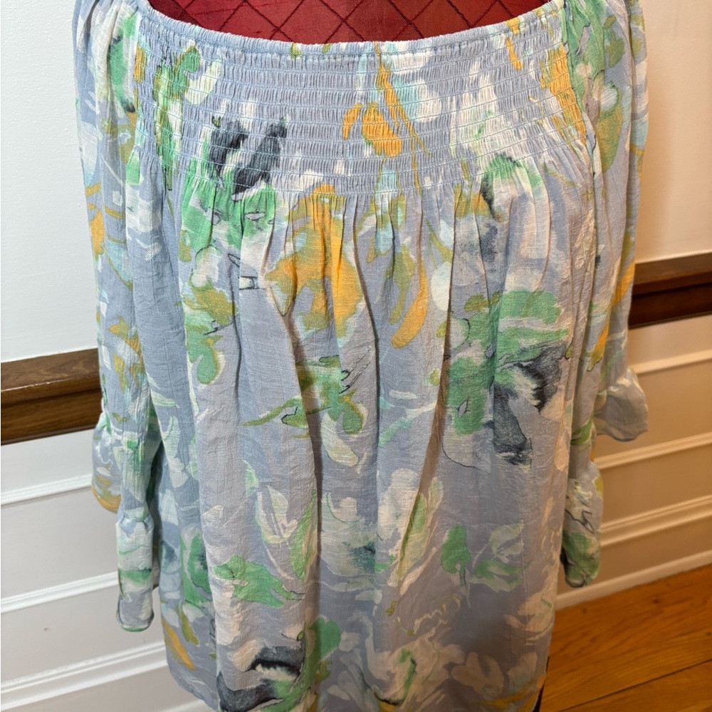 Zac & Rachel Gray and Purple Smocked Bubble Midi Skirt